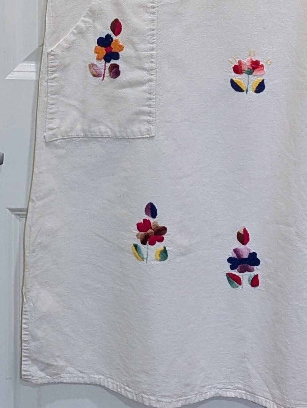 GUC 70s L Vintage Hand Embroidered Mexican Cotton Sun Dress - Picture 3 of 8